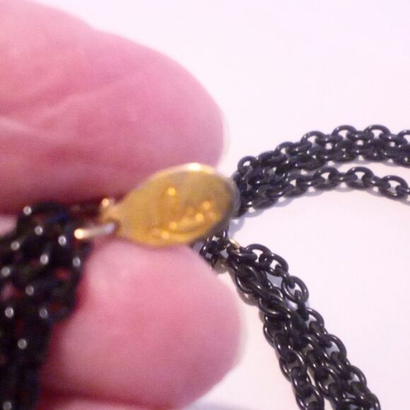 Vintage Signed Lisa Long Multi Strand Black Beaded Necklace Drop Earring Demi - Picture 6 of 7